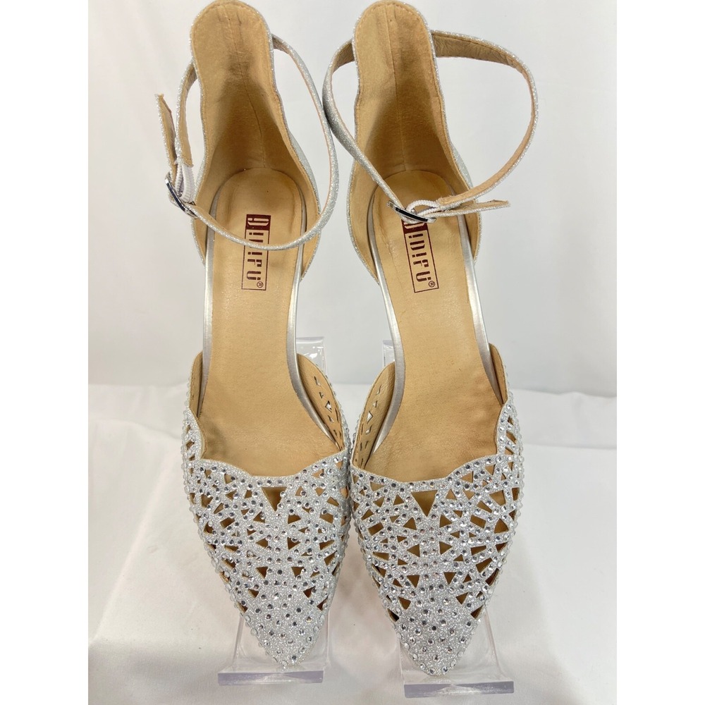 Silver sequence Size 6 IN2 Candice Wedding Sparlky Sequins Low Kitten Heels